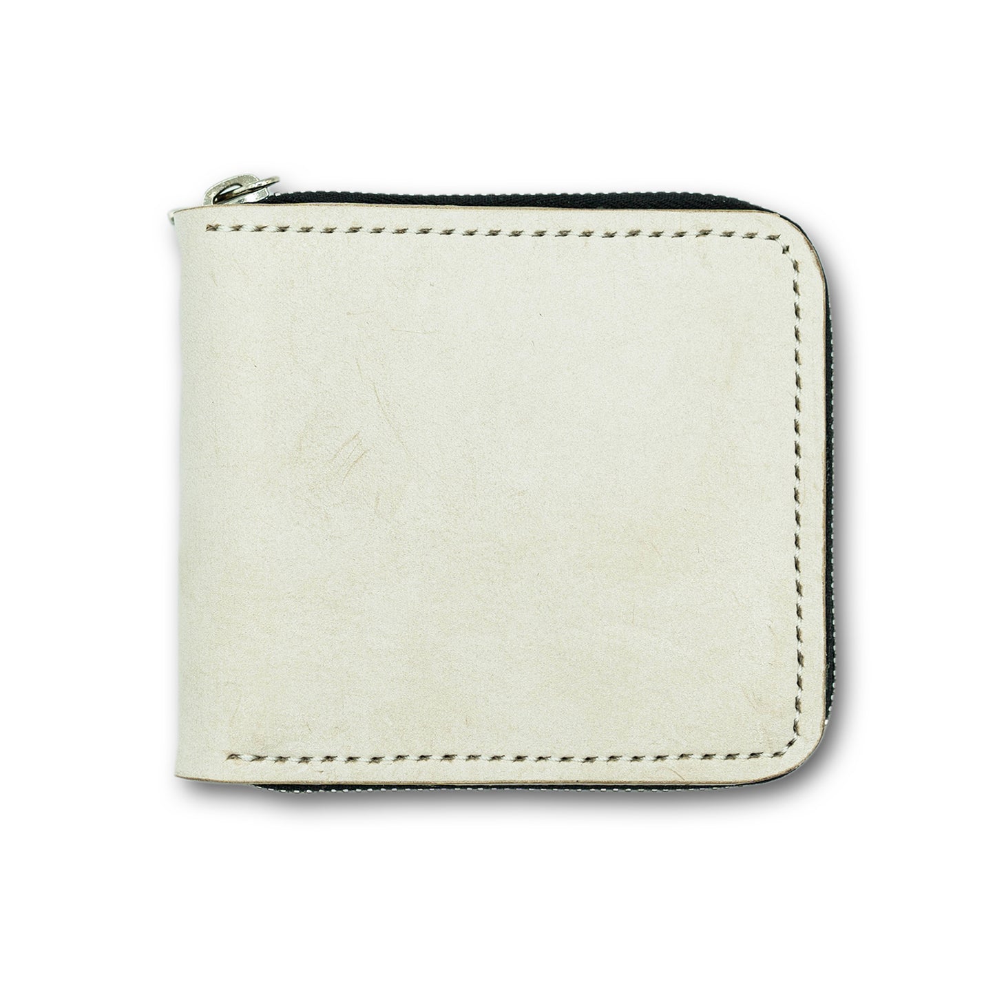 【KURA leather】 ラウンドファスナー Half Wallet ホワイト#12