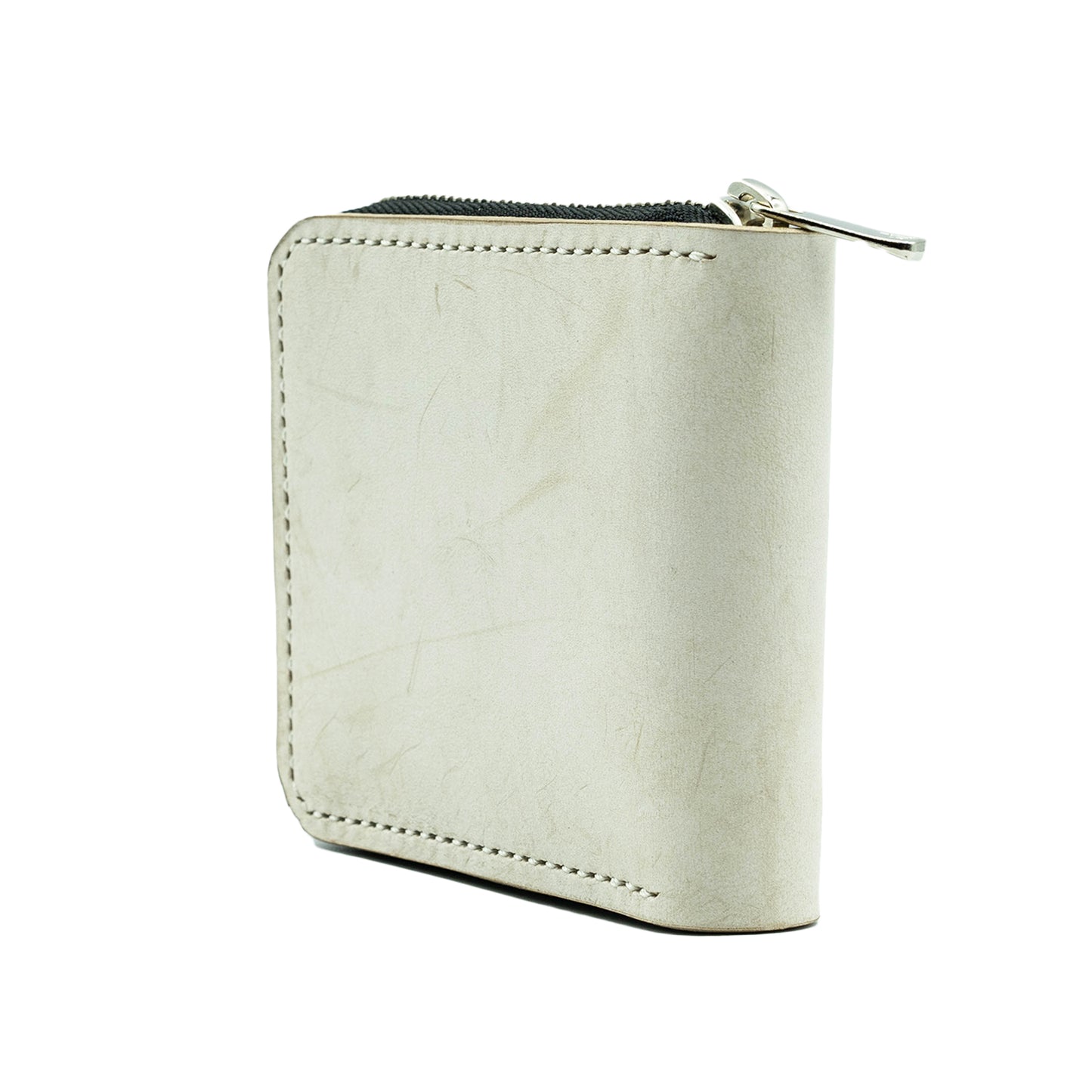 【KURA leather】 ラウンドファスナー Half Wallet ホワイト#12