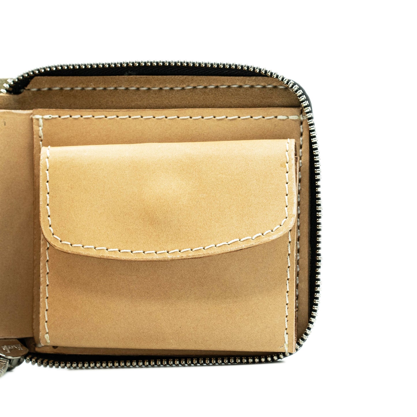 【KURA leather】 ラウンドファスナー Half Wallet ホワイト#12