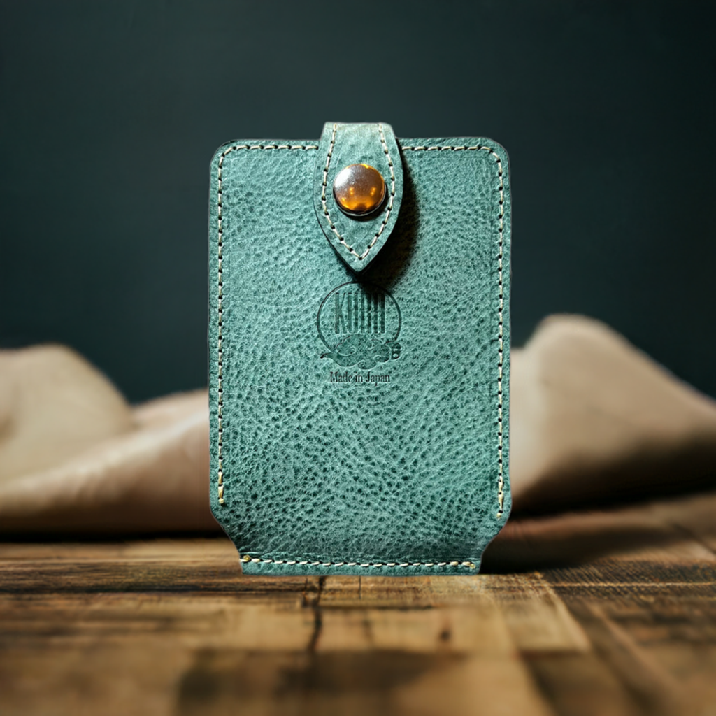 【KURA leather】mini wallet #02 Viridian Green(マネークリップ付き)