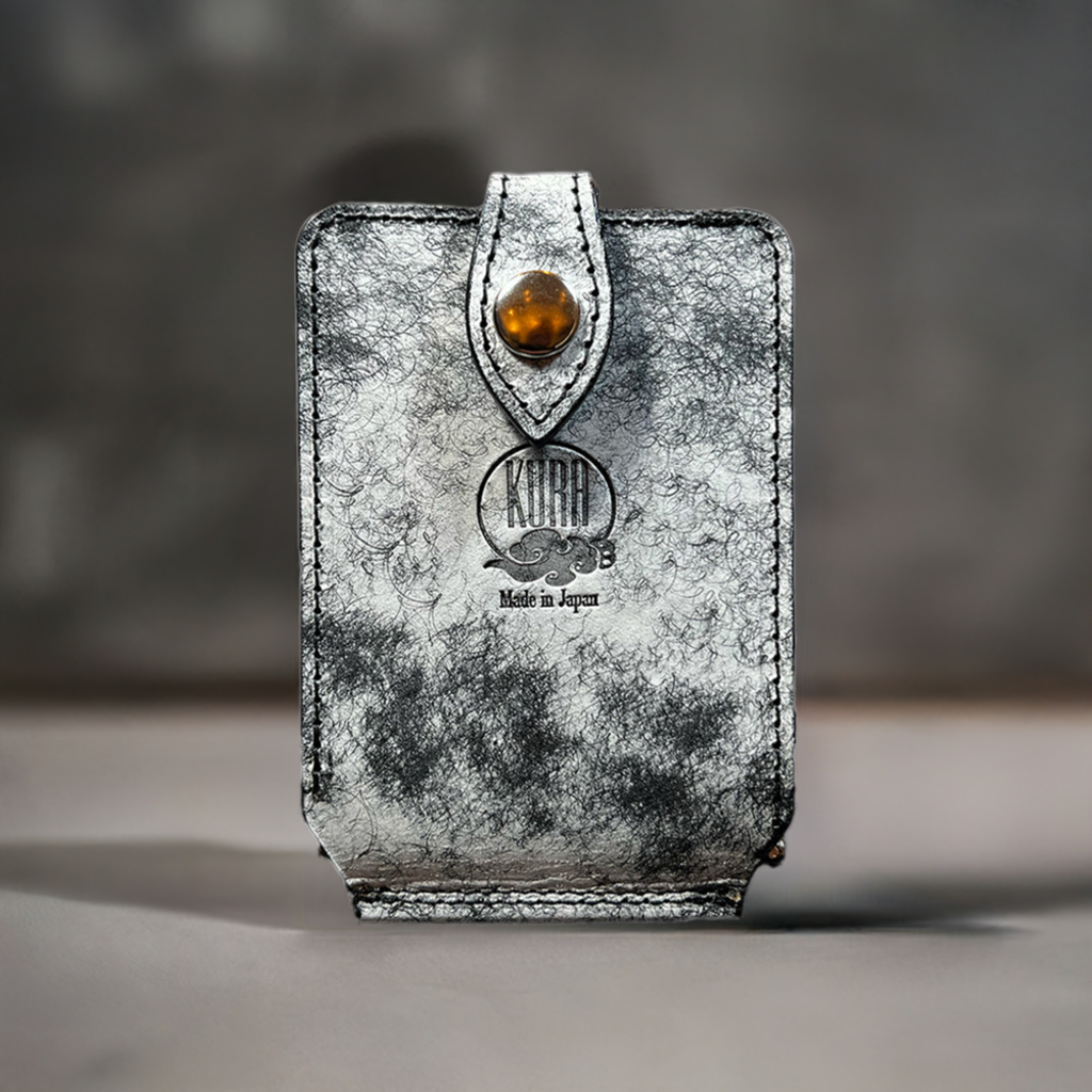 【KURA leather】mini wallet #03 MARGOT FOG / BLACK(マネークリップ付き)