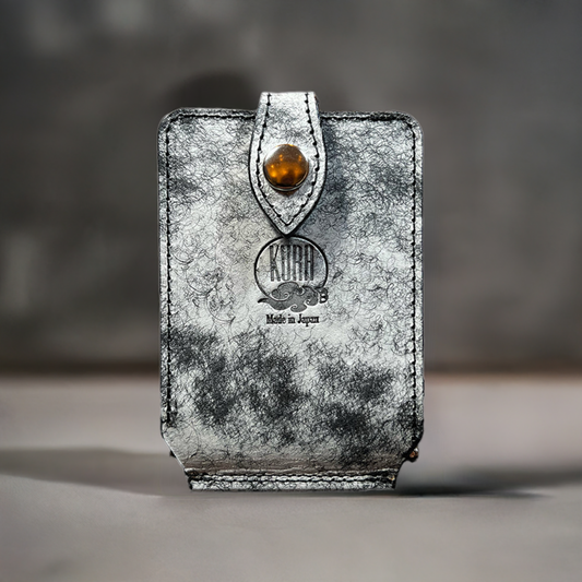 【KURA leather】mini wallet #03 MARGOT FOG / BLACK(マネークリップ付き)