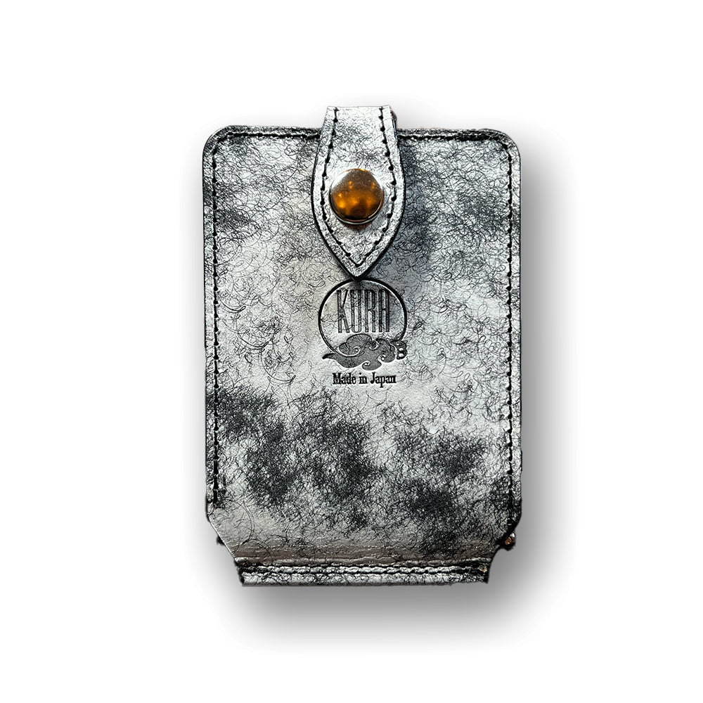 【KURA leather】mini wallet #03 MARGOT FOG / BLACK(マネークリップ付き)