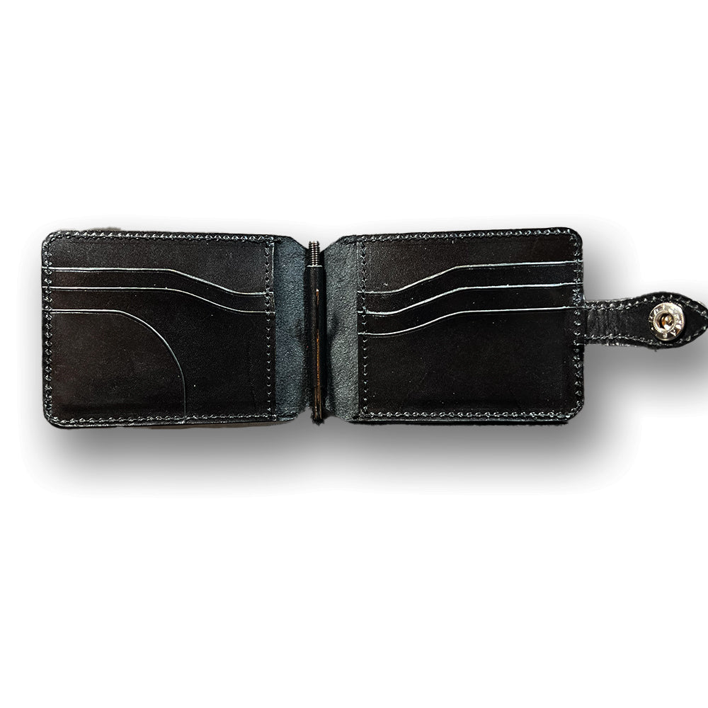 【KURA leather】mini wallet #03 MARGOT FOG / BLACK(マネークリップ付き)