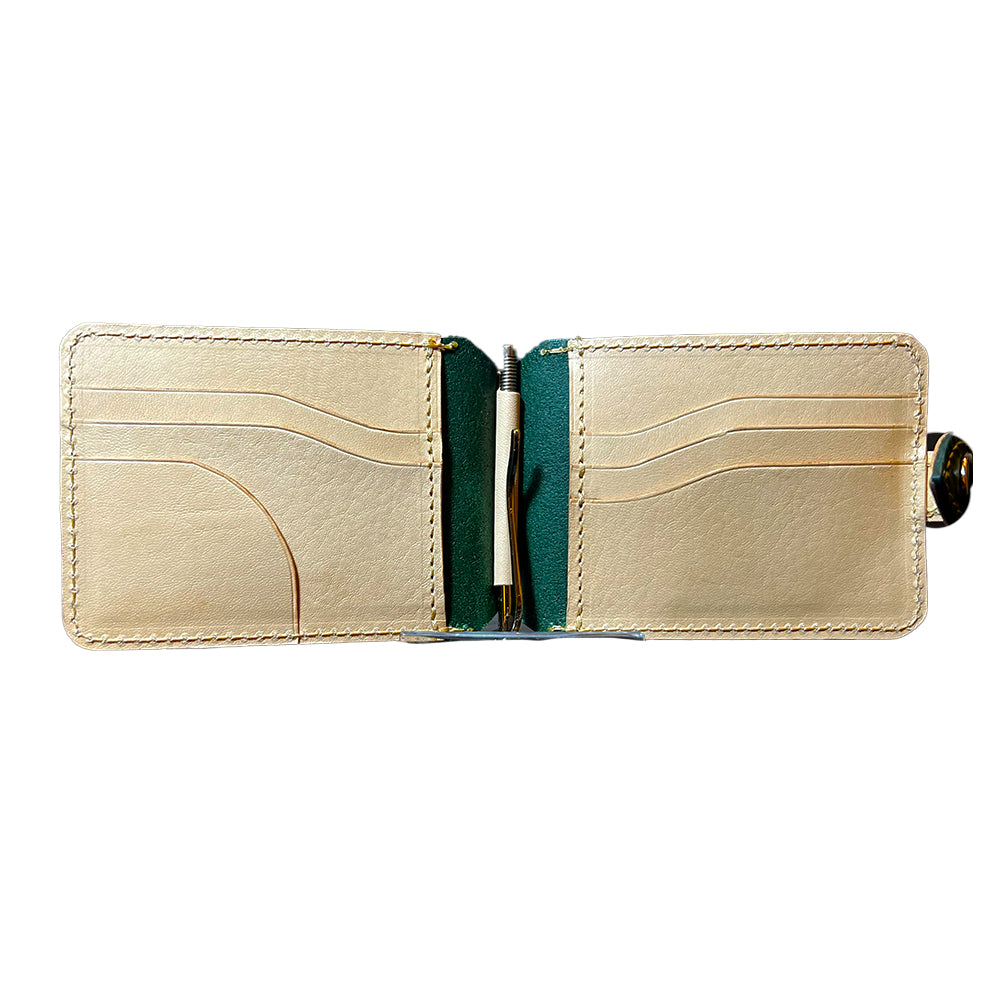 【KURA leather】mini wallet #02 Viridian Green(マネークリップ付き)