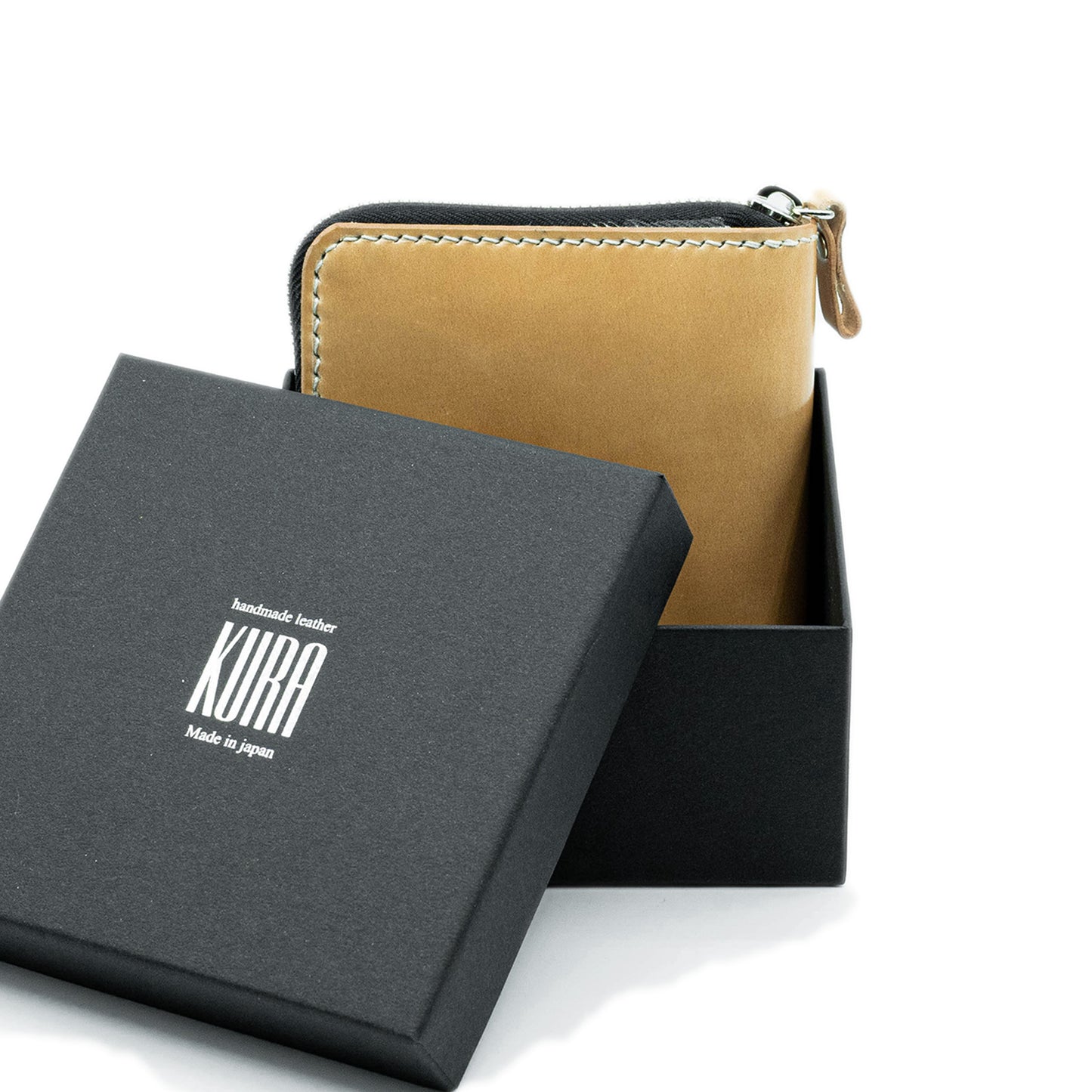 【KURA leather】 CORDOVAN (コードバン)ラウンドファスナー Half Wallet ナチュラル#05