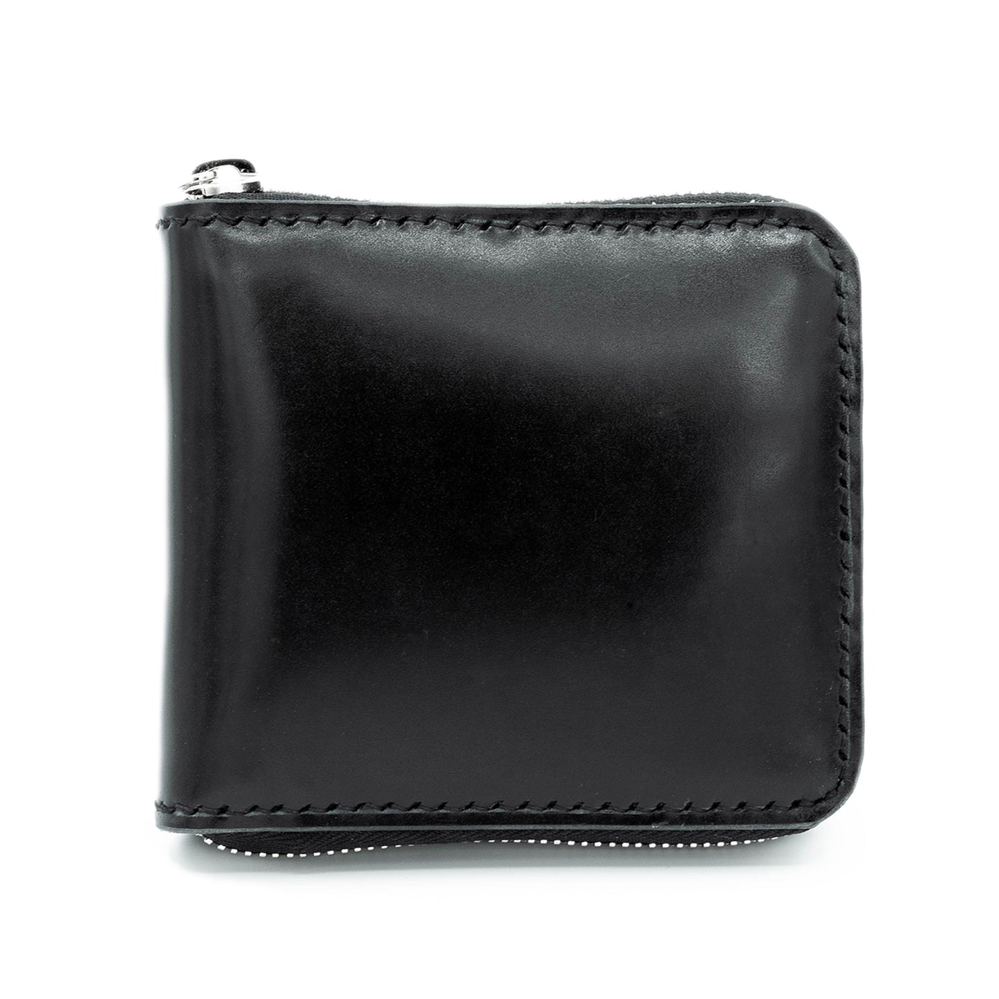 【KURA leather】 CORDOVAN (コードバン)ラウンドファスナー Half Wallet ブラック#06