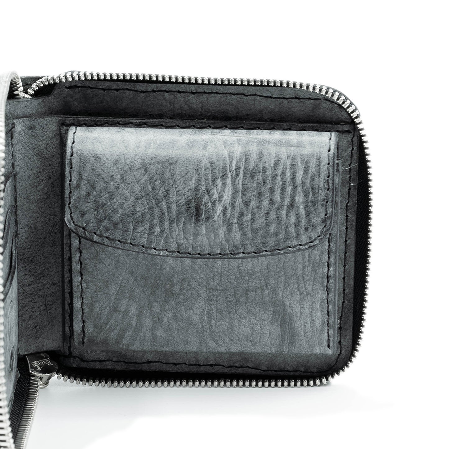 【KURA leather】 CORDOVAN (コードバン)ラウンドファスナー Half Wallet ブラック#06