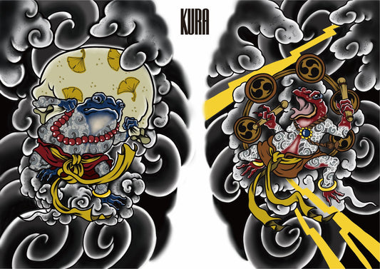 【KURA】新作!! 近日発売!! 【風神雷神】Japanese traditional tattoo series  #1016