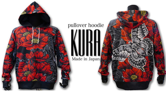 KURA pullover hoodie（プルオーバーパーカー)【椿＆蝶】登場‼