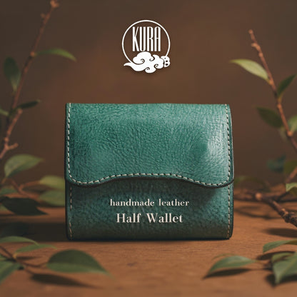 【KURA leather】Half Wallet(本革) ＃16 (ビリジアングリーン）
