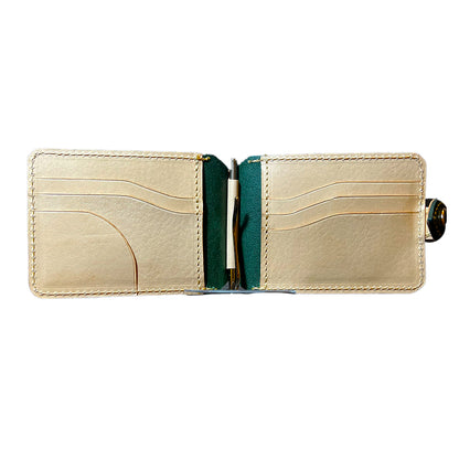 【KURA leather】mini wallet ＃02 Viridian Green(マネークリップ付き)